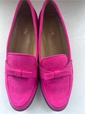 J. Crew Women's Fuchsia Suede Bow Loafers